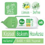 Sleepy Natural Kişisel Bakım Havlusu 6x100 600 Yaprak 6'lı Set