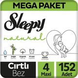 Sleepy Natural Mega Paket Bantlı Bebek Bezi 4 Numara 7-14 kg 152 Adet