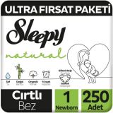 Sleepy Natural No:1 Yenidoğan 250 Adet Bebek Bezi