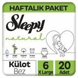Sleepy Natural No:6 XLarge 20 Adet Külot Bebek Bezi
