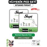 Sleepy Natural Süper Eko Normal Hijyenik Ped 24'lü X2 ve Rosie Bebek Temizleme Mendili - 1