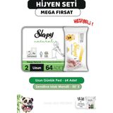 Sleepy Natural Ultra Hassas Hijyenik Günlük Ped Uzun 64 Adet, Sensitive 50'li Islak Mendil ve ROSIE