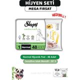 Sleepy Natural Ultra Hassas Hijyenik Ped Normal 48 Adet, Sensitive 50'li Islak Mendil ve ROSIE