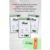 Sleepy Natural Ultra Hassas Hijyenik Ped Uzun 20 Adet X3 ve Elidor Şampuan Anında Onarıcı Bakım 400 ml