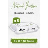 Sleepy Natural Yenidoğan Islak Bebek Havlusu 60 X 5 Adet 300 Yaprak