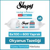 Sleepy Ocean Yüzey Temizlik Havlusu Mendili Okyanus Tazeliği 6x100 (600 Yaprak)