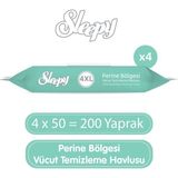 Sleepy Perine Bölgesi Vücut Temizleme Havlusu 4X50 (200 Yaprak) - Renksiz - Standart