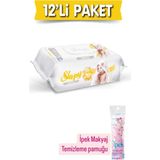 Sleepy Sensitive Islak Havlu 12X90 Lı 12 Paket 1080 Yaprak Ipek Makyaj Pamuğu Hediye
