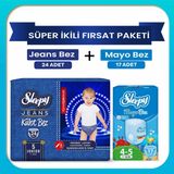 Sleepy Super İkili Firsat Paketi(Jeans Kulot Bez 5 Numara 24 Adet + Mayo Kulot Bez 5 Numara 17 Adet)