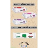 Sleepy Yüzey Temizlik Havlusu Kiraz Çiçeği-Lilyum-Orkide 300 Yaprak Mop Uyumlu 1 Paket 50 Yaprak