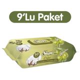 Sleepy Zeytinyağı ve Pamuksu Lifler 50x9'lu 450 Yaprak Islak Havlu