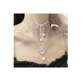 sleyshop Uzun pembe ipli büyük kalp choker kolye