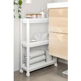 Slim 3 Katlı Tekerlekli Raf Ünitesi Beyaz, Banyo Rafı, Mutfak Rafı, Servis Sehpası, Organizer