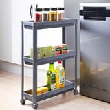 Slim 3 Katlı Tekerlekli Raf Ünitesi - Dar Alanlar Için Mutfak & Banyo Organizer - Baharatlı - Çok Renkli