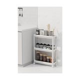 Slim 3 Katlı Tekerlekli Raf Ünitesi - Dar Alanlar Için Mutfak & Banyo Organizer - Baharatlık & Havluluk Düzenleyici (Beyaz) - standart