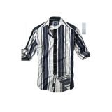 slim fit %100 pamuk kumaş hakim yaka uzun kol gömlek-kalın laci çizgi--