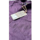 slim fit %100 pamuk kumaş hakim yaka uzun kol gömlek mor