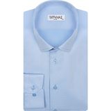 Slim Fit Armür Desenli Açık Mavi Erkek Gömlek - XL