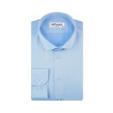 Slim Fit Armür Desenli Soluk Mavi Erkek Gömlek