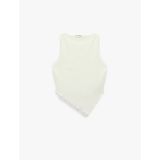 Slim Fit Asimetrik Kesim Bisiklet Yaka Kolsuz Bluz