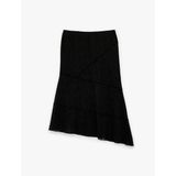 Slim Fit Asimetrik Kesim Puantiyeli Midi Etek