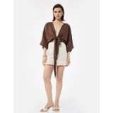 Slim Fit Astarlı Fistolu Brode Detaylı Fırfırlı Mini Etek - Ekru