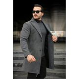Slim Fit Astarlı Uzun Kaşe Kaban