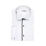 Slim Fit Ata Yaka Siyah Şeritli Beyaz Erkek Smokin Gömlek