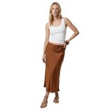 Slim Fit Balık Kesim Saten Midi Etek