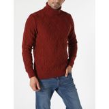 Slim Fit Balikci Desenli Turuncu Erkek Kazak