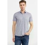 Slim Fit Baskılı Penye Gömlek - Lila