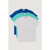 Slim Fit Bisiklet Yaka 3'lü %100 Pamuk Tişört Paketi