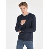 Slim Fit Bisiklet Yaka Basic Mavi Erkek Kazak
