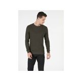Slim Fit Bisiklet Yaka Erkek Haki Kazak
