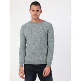 Slim Fit Bisiklet Yaka Erkek Yeşil Kazak