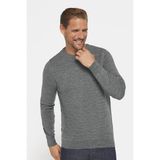 Slim Fit Bisiklet Yaka Kendinden Desenli Gri Erkek Triko Kazak