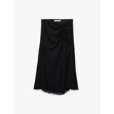 Slim Fit Büzgülü A Kesim Midi Etek