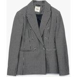 Slim Fit Cepli Uzun Kollu Kruvaze Blazer Ceket - Lacivert - 34