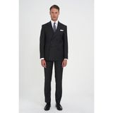 Slim Fit Çift Yırtmaç Çizgili Kruvaze Klasik Antrasit Takım Elbise Tk 925 - 52 - 6 Drop