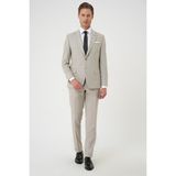 Slim Fit Çift Yırtmaç Dokulu Esnek Klasik Bej Takım Elbise Tk 915 - 58 - 6 Drop