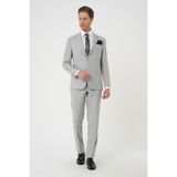 Slim Fit Çift Yırtmaç Dokulu Esnek Klasik Gri Takım Elbise Tk 915 - 52 - 6 Drop