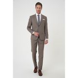 Slim Fit Çift Yırtmaç Dokulu Esnek Klasik Vizon Takım Elbise Tk 915 - 44 - 6 Drop