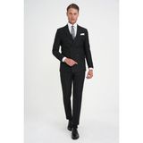 Slim Fit Çift Yırtmaç Kruvaze Klasik Siyh Takım Elbise Tk 919 - 44 - Siyah - 6 Drop