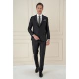 Slim Fit Çift Yırtmaç Mono Yaka Klasik Antrasit Takım Elbise Tk 912 - 48 - 6 Drop