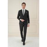 Slim Fit Çift Yırtmaç Mono Yaka Klasik Siyah Takım Elbise Tk 912 - 46 - 6 Drop