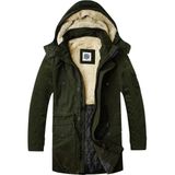 Slim Fit Çıkarılabilir Kapüşonlu Gabardin Uzun Parka Kaban - Haki - 2XL