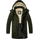 Slim Fit Çıkarılabilir Kapüşonlu Gabardin Uzun Parka Kaban - Haki