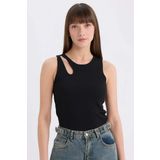 Slim Fit Dar Kesim Bisiklet Yaka Fitilli Kaşkorse Beyaz Atlet