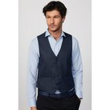Slim Fit Dar Kesim Fleto Cep 4 Mevsim Çizgili Lacivert Erkek Yelek