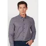 Slim Fit Dar Kesim Gizli Düğme Yaka %100 Pamuk Gömlek